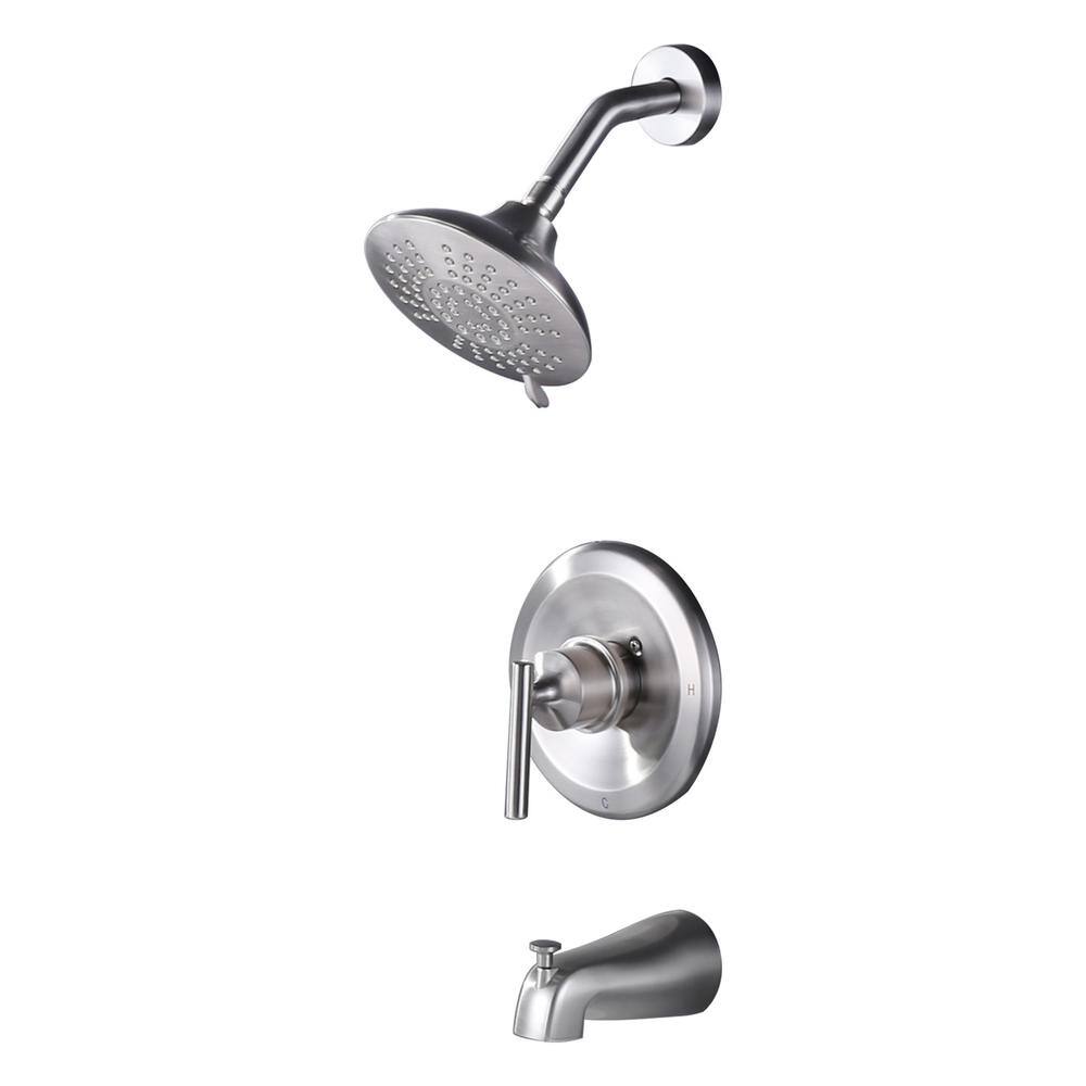 ARCORA 6 in. Shower System with Bathtub SpoutShower and Thermostatic Valve in Brushed Nickel