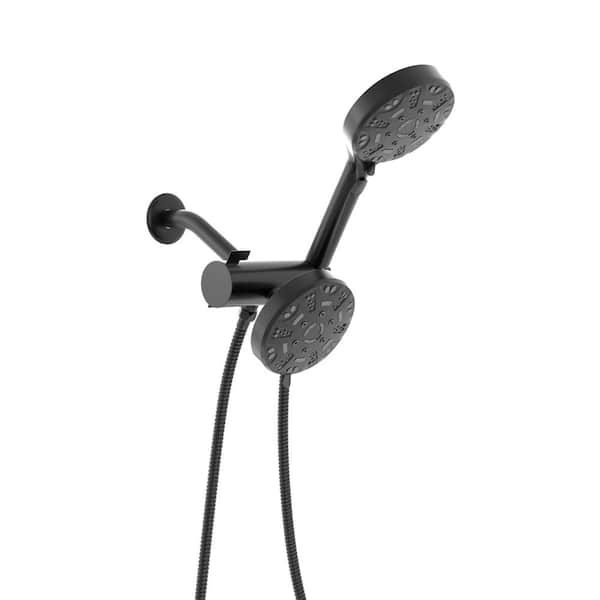 Dimakai 8-Spray Settings Wall Mount Handheld Shower Head 1.8 GPM Shower System 4. 7 in. Dual Shower Heads in Matte Black