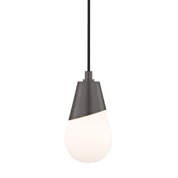 MITZI HUDSON VALLEY LIGHTING Cora 1-Light Old Bronze Pendant with Opal Etched Glass