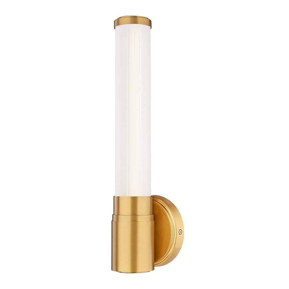 Warwick 16.5 in. Modern Gold Integrated LED 1 Light Wall Sconce with Opal W