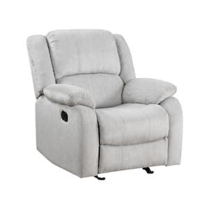 Light Gray Chenille Manual Glider Recliner with Solid Wood