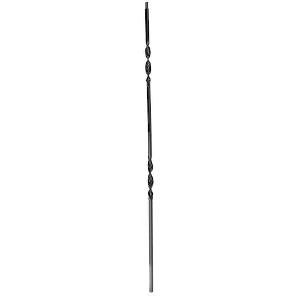 arteferro 47 in. x 1/2 in. x 1/2 in. Square Bar Dual Ribbon Twist Forged Raw Wrought Iron Baluster