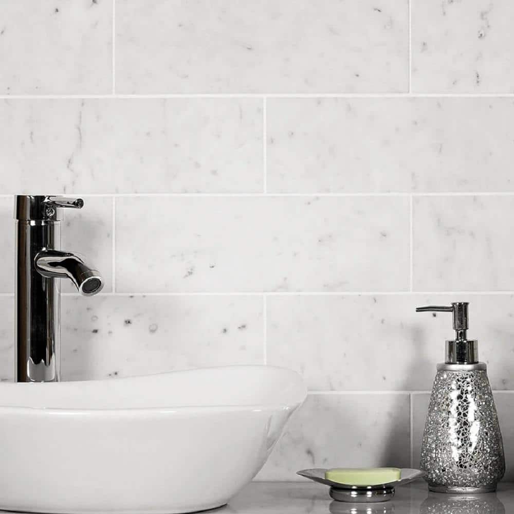 Apollo Gray and White 4x12 Honed Marble Subway Tile