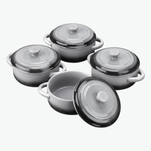 JFVKAF 12 oz Ceramic Mini Casserole Dish Round Set with Lids Dual