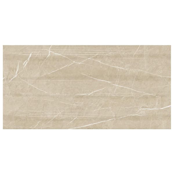 Ivy Hill Tile Signet Vibe Crema Beige 8 in. x 0.35 in. Textured Marble Look Matte Porcelain Wall Tile Sample