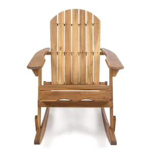 Natural Wood Patio Outdoor Adirondack Rocking Chair for Backyard, Garden, Set of 1