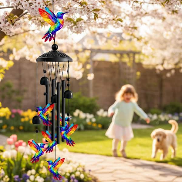 35.4 in. Wind Chimes Deep Tone Outdoor Decor Hummingbird 1-Piece