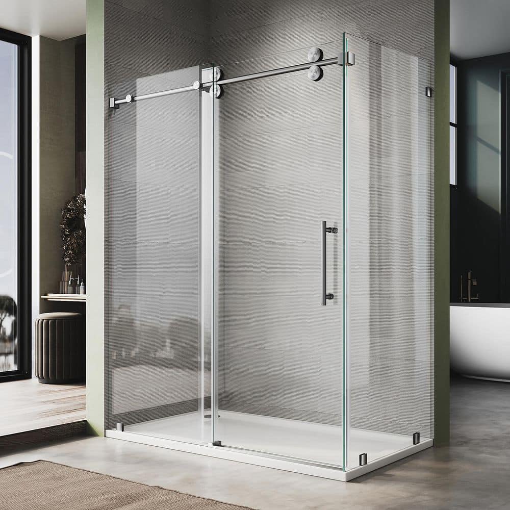UKS04 65 in. W x 80 in. H x 38 in. D U-Channel Sliding Frameless Corner Shower Enclosure in Brushed Nickel, Clear Glass price history on PriceWatchPro