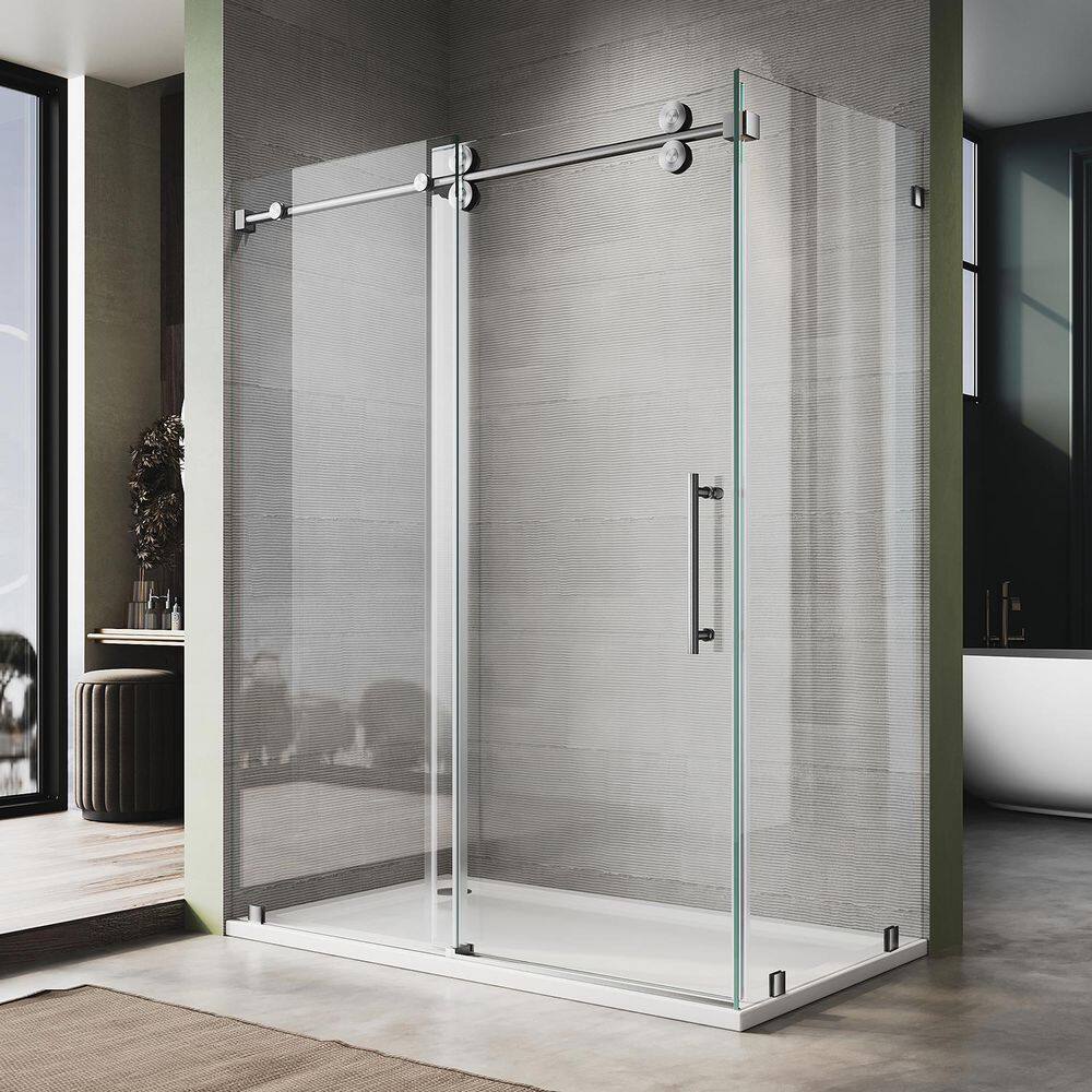 UKS04 72 in. W X 80 in. H X 39 in. D U-Channel Sliding Frameless Corner Shower Enclosure in Brushed Nickel, Clear Glass price history on PriceWatchPro