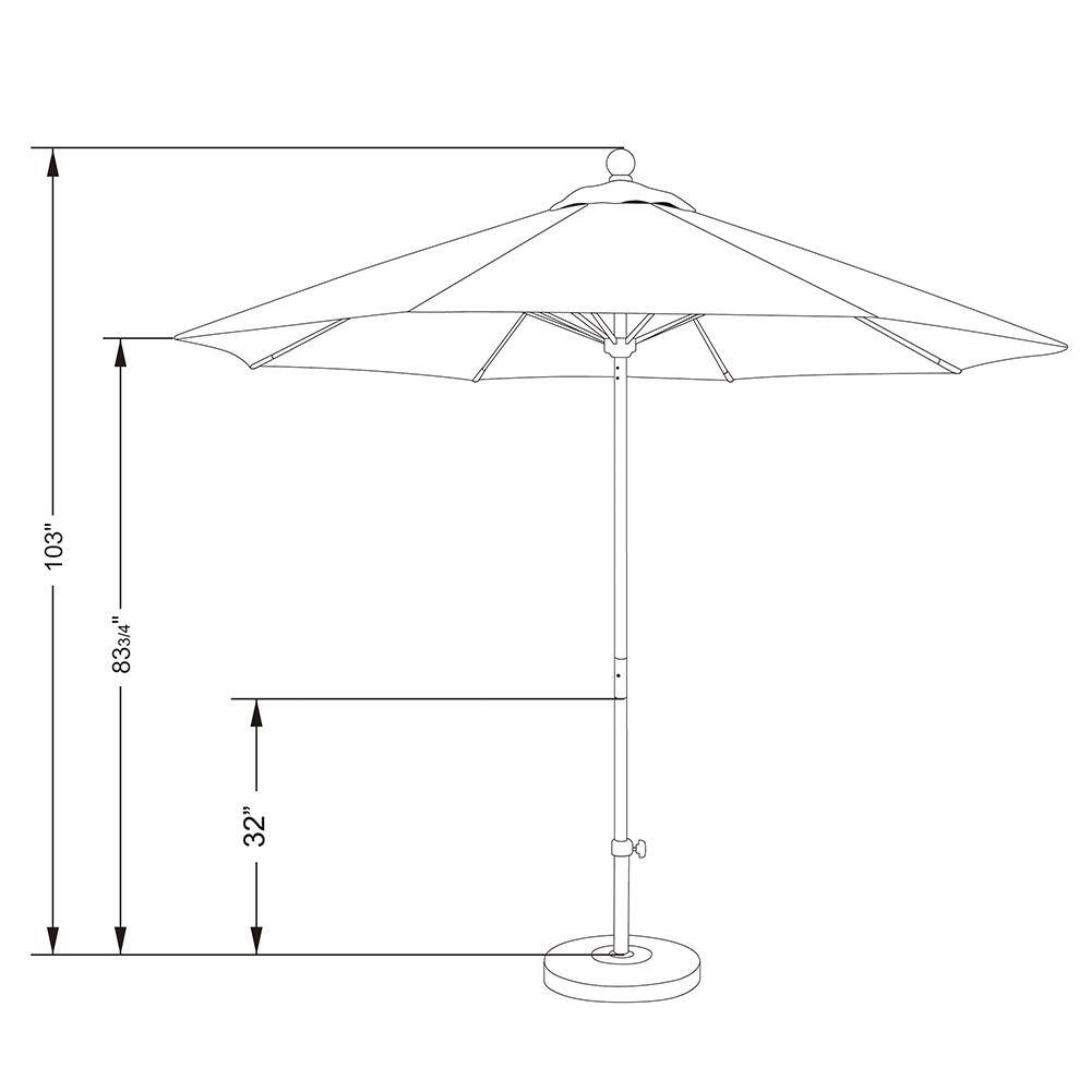 9 ft. Champagne Olefin Fabric White Aluminum Patio Umbrella
