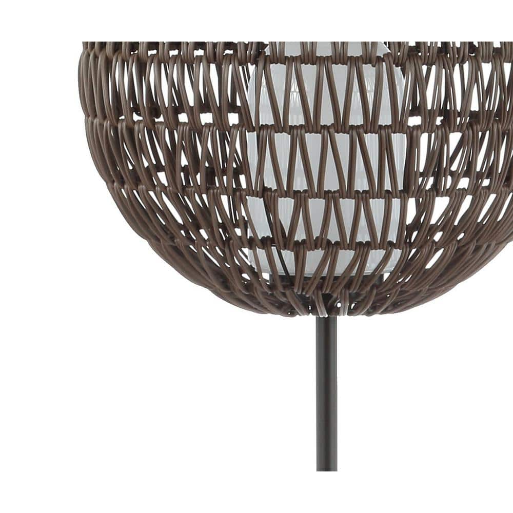 Bea 61" Black and Coffee Woven Globe Outdoor Floor Lamp