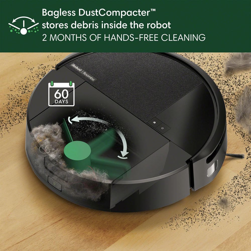 Roomba 205 Vac DustCompactor Bagless 13.2 in. Robotic Vacuum   with Smart Navigation in Black