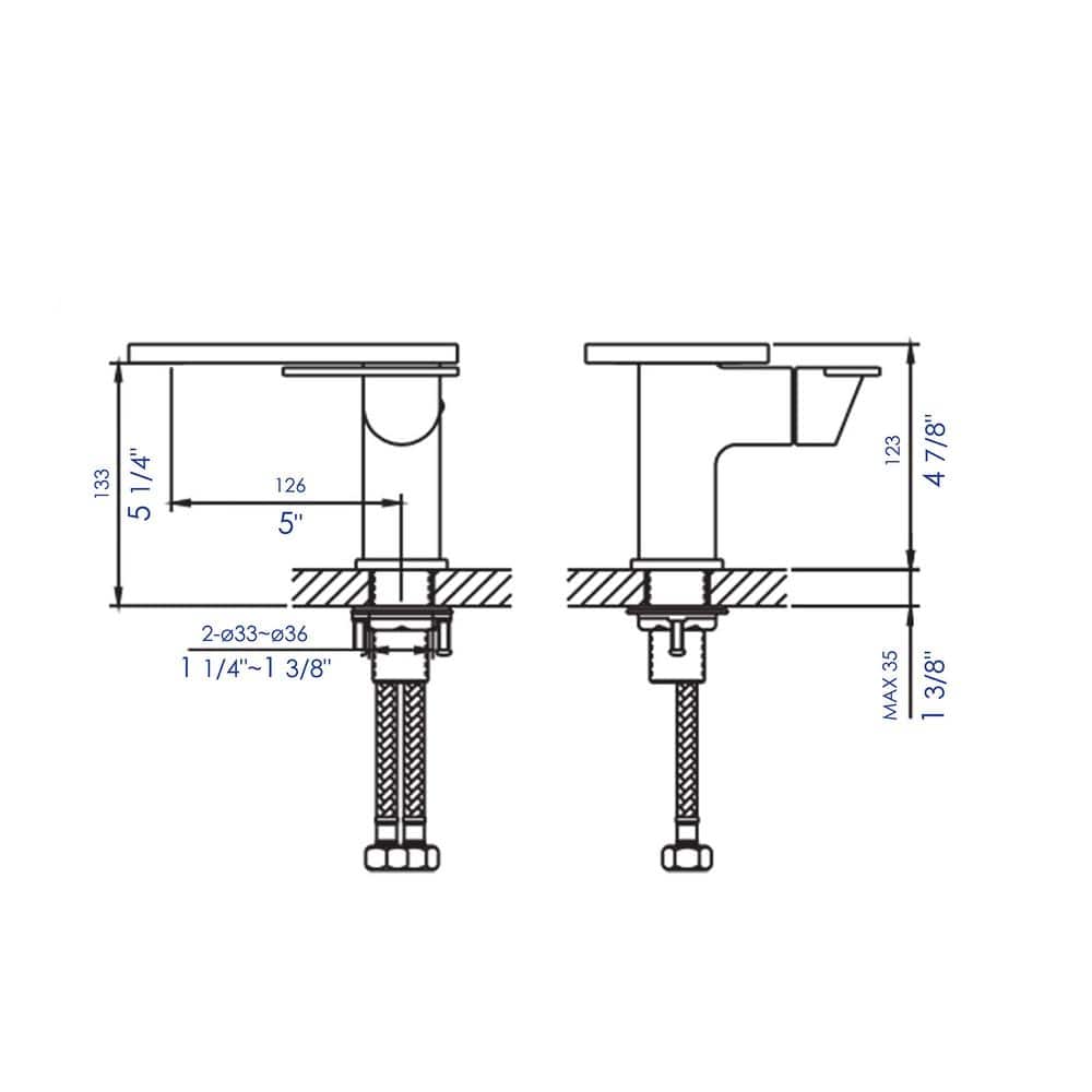 Polished Chrome Single-Lever Bathroom Faucet with Shelf Spout