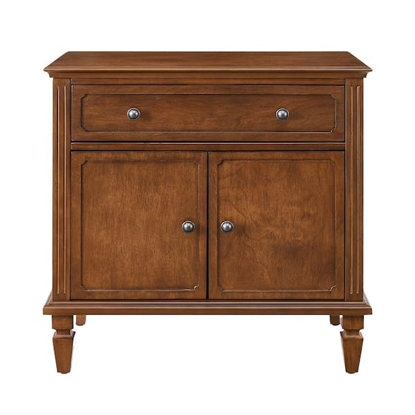 Walnut Wood Nightstand with Charging Station USB Ports Bedside Table with Drawer Double-Door & Storage Cabinet End Table