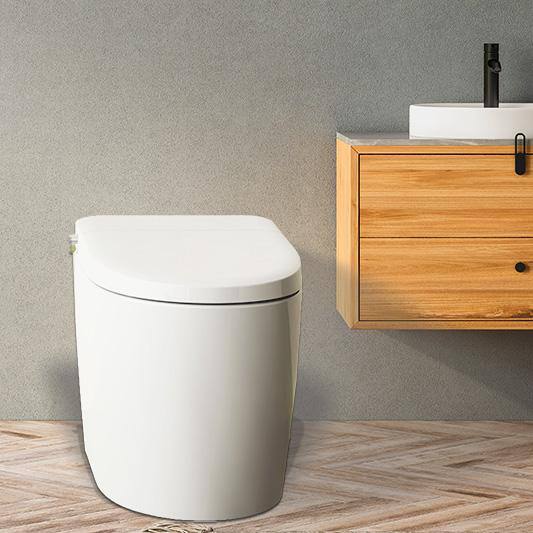 White Ceramic Tankless Elongated Smart Bidet Toilet with Heated Seat