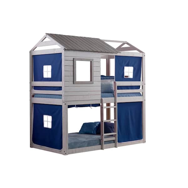 Donco Kids Deer Blind Blue Tent Twin Bunk Bed Loft