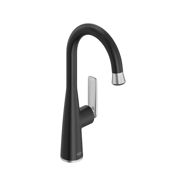 Aspirations Single Handle Pull-Down Bar Faucet in Matte Black / Stainless Steel