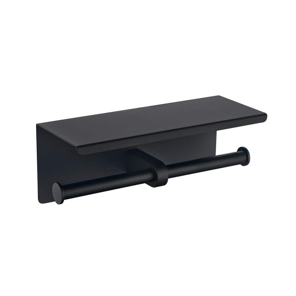 Bath Wall-Mount Double Post Toilet Paper Holder Shelf Non-Slip Tissue Roll Holder in Matte Black price history on PriceWatchPro