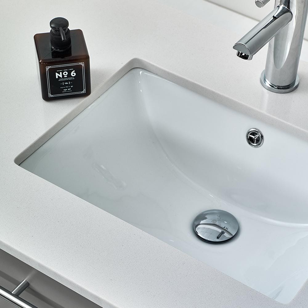 Lucera 24" Wall Hung Gray Quartz Top Modern Bathroom Vanity