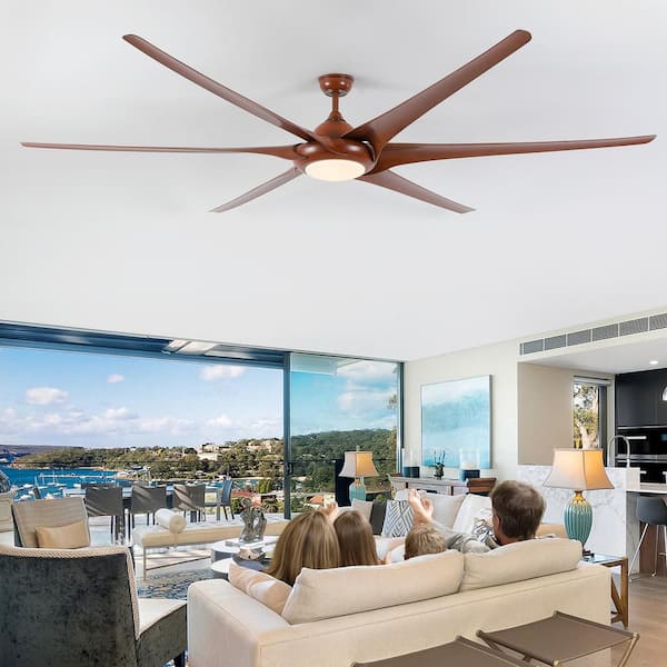 100 in. LED Indoor Walnut Ceiling Fan with Lights and Remote, LED Dimmable Large Fan Light with 5-Speed and Timer
