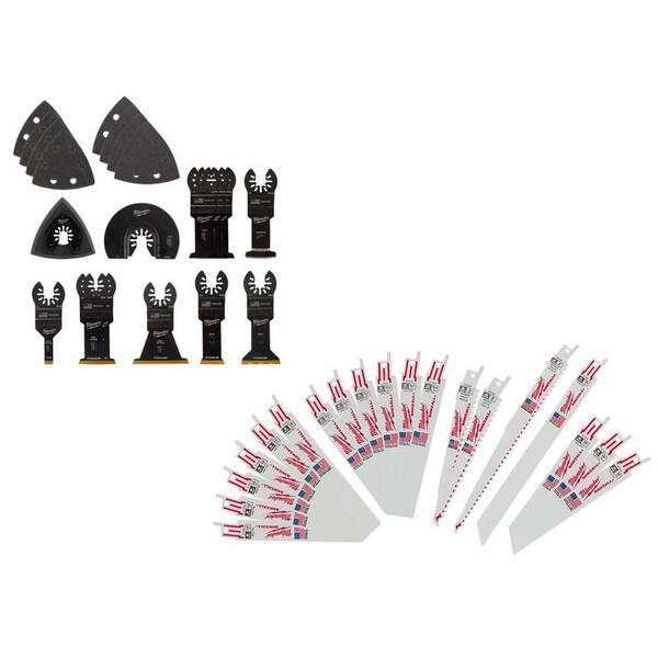 Milwaukee Oscillating Multi-Tool Blade Kit with Sawzall Bi-Metal Reciprocating Saw Blade Set Plus 9 Blades (39-Piece)