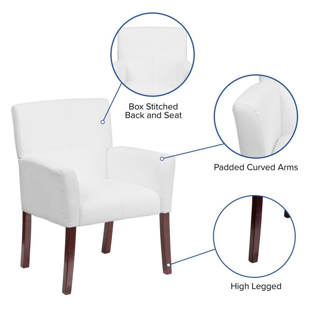 Taylor White LeatherSoft Executive Chair with Mahogany Wood Legs