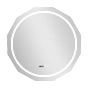 30 in. W x 30 in. H Round Frameless Wall Defogging LED Bathroom Vanity Mirror with Stepless 3 Colors Temperature