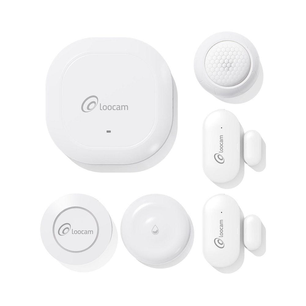 Wireless Home Alarm System 6-Piece, Smart Hub, Door Window Sensor, Water Leak Sensor, PIR Motion, Button, 2.4 GHz Wi-Fi