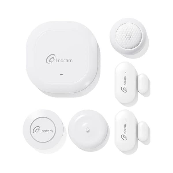 Wireless Home Alarm System 6-Piece, Smart Hub, Door Window Sensor, Water Leak Sensor, PIR Motion, Button, 2.4 GHz Wi-Fi