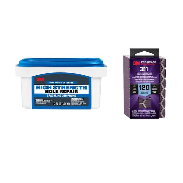12 fl. oz. Color Changing Spackling Compound with PGP 2.5 in x 4.5 in. x 1 in. Medium 120 Grit 3-in-1 Sanding Sponge