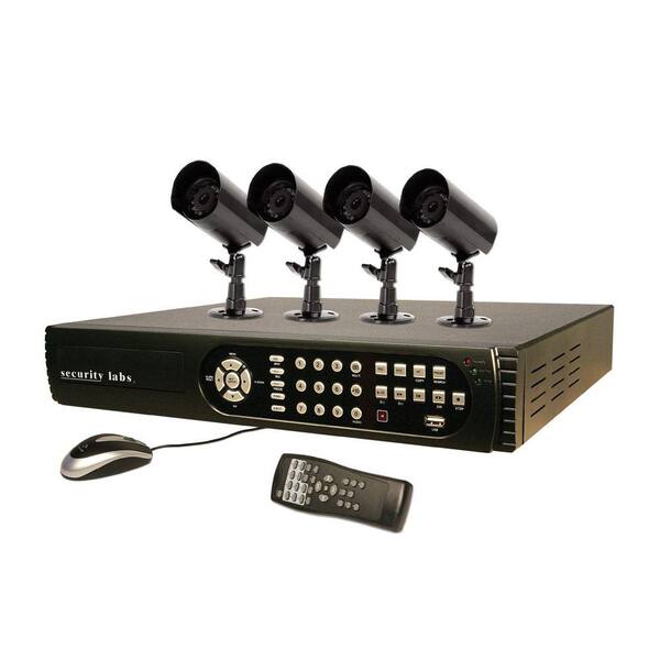 Security Labs 4 Ch. 500 GB Hard Drive Surveillance System with 4 420 TVL Cameras-DISCONTINUED