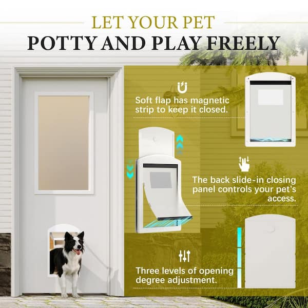 36 in. x 80 in. Primed Wood Exterior Door with Clear Glass and Pet Door, Quick-Assembly Frame Kit, Right-Hand Inswing