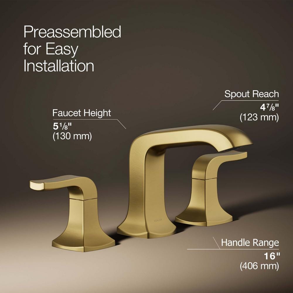 Rubicon 8 in. Widespread Double Handle Bathroom Faucet in Vibrant Brushed Brass