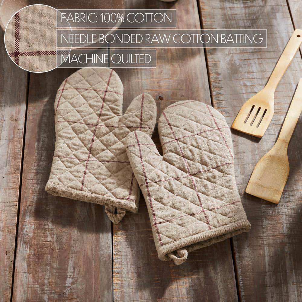 Connell Beige Cotton Quilted Oven Mitt Set