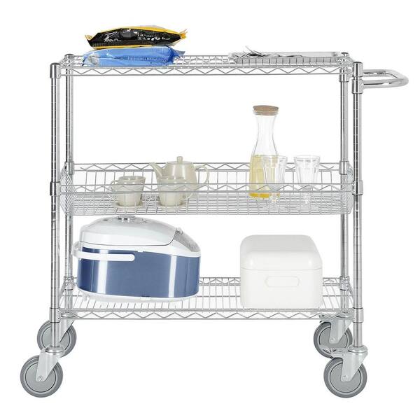 Excel 36 in. W x 40 in. H x 18 in. D Heavy Duty Commercial Grade 0-Drawer Wire Shelving Utility Cart in Chrome