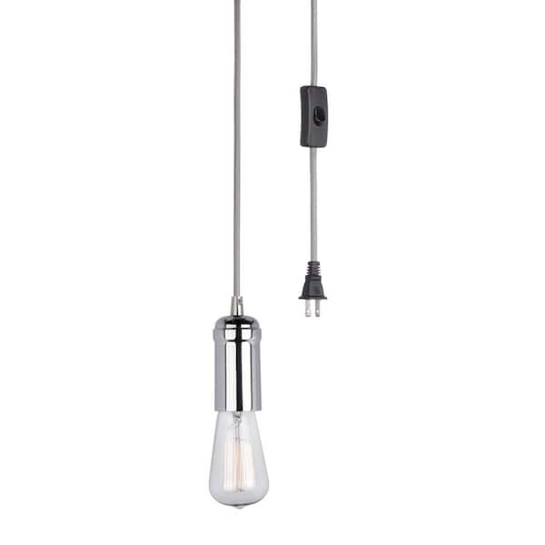 Globe Electric Vintage Edison 1-Light Gray, Chrome Plug-In Mini Pendant