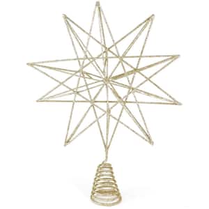 Glitter Star Tree Topper - Christmas Sparkly Metal Wire Star Tree Top Ornament