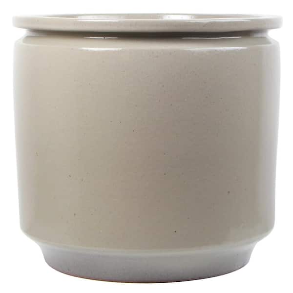 Trendspot 12 in. Ray Oatmeal Ceramic Planter