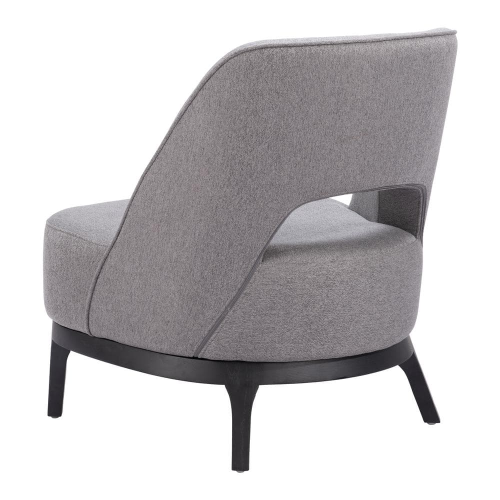 Gray Faux Leather Barrel Accent Chair with Metal Base