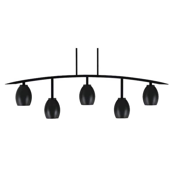 Unbranded Siena 5-Light Matte Black Billiard-Light with Matte Black Metal Shades