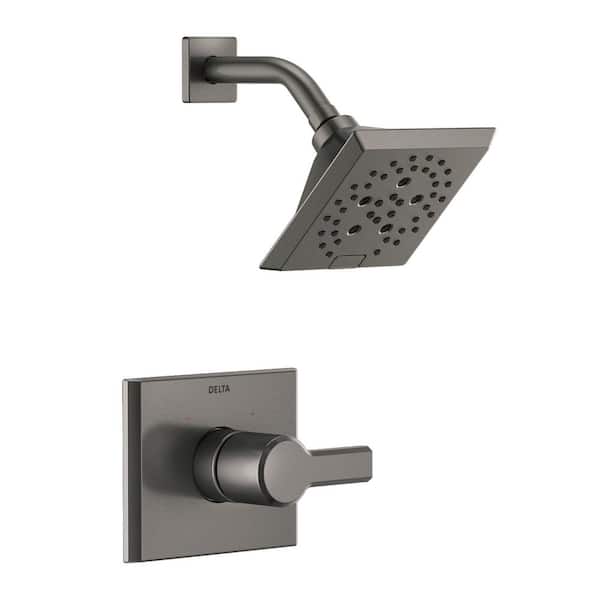 Delta Pivotal 1-Handle Wall-Mount Shower Trim Kit in Lumicoat Black Stainless with H2Okinetic (Valve Not Included)