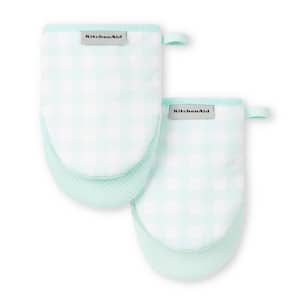 Gingham Cotton Mineral Water Mini Oven Mitt Set (2-Pack)