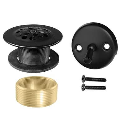 Fit both 1-1/2 Inch or 1-5/8 Inch Strainer and Stopper SENTO Black Tip-Toe BathTub Drain Trim Set Assembly Stopper Kit Heavy Duty Metal with Matching Screws Easy Installation Matte Black 