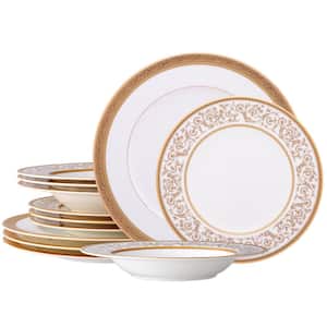 Summit Gold 12-Piece (Gold) Bone China Dinnerware Set, Service for 4