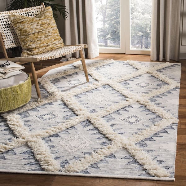 Kenya Silver/Ivory 9 ft. x 12 ft. High-Low Flokati Trellis Area Rug