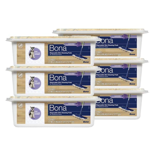 Hardwood Floor Disposable Wet Cleaning Pads, Lavender Scent, 12 Count, 6-Pack