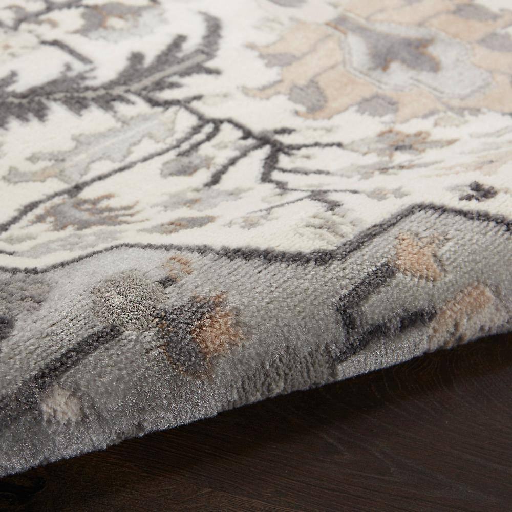 Ivory Grey Medallion 8' x 10' Vintage-Inspired Area Rug