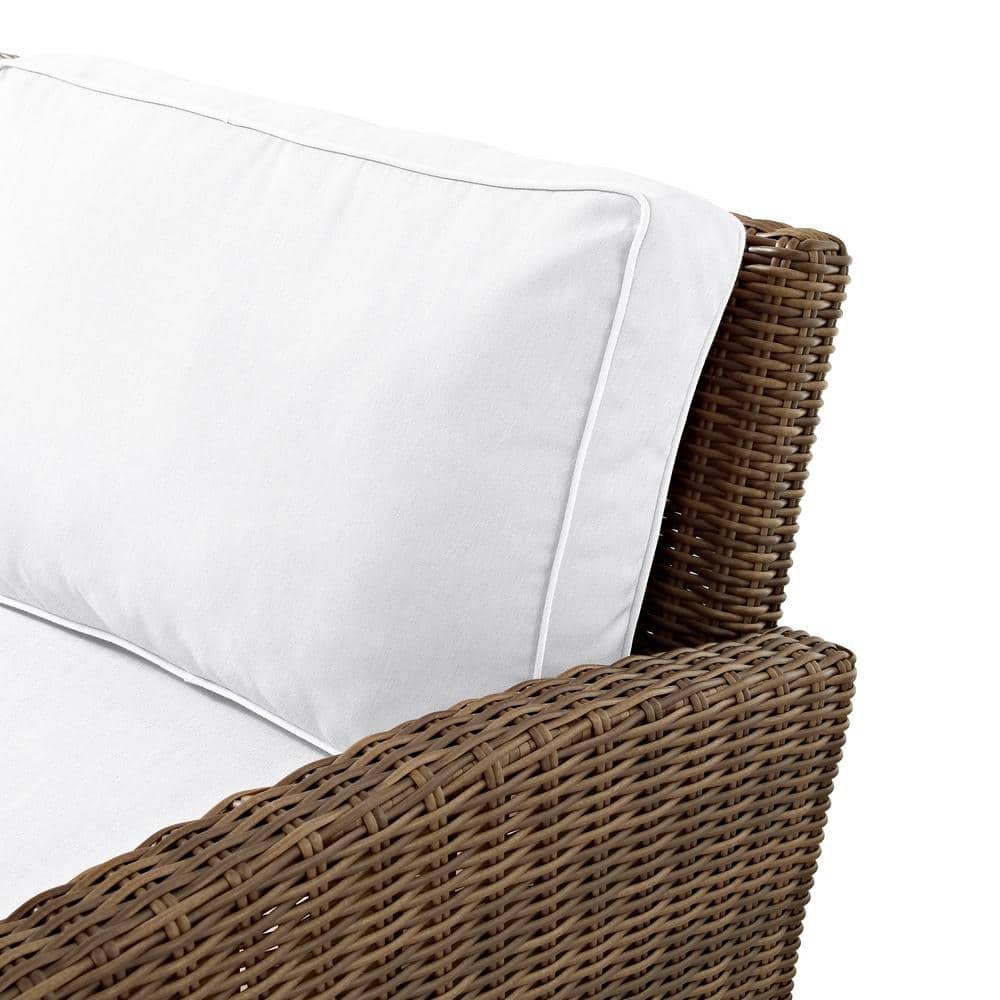 Bradenton 4-Person Weathered Brown Outdoor Conversation Set with Sunbrella White Cushions