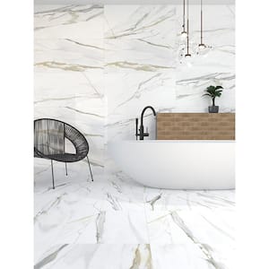 Splendor 24 in. x 48 in. White Porcelain Matte Wall and Floor Tile (15.48 sq. ft./case) 2-Pack