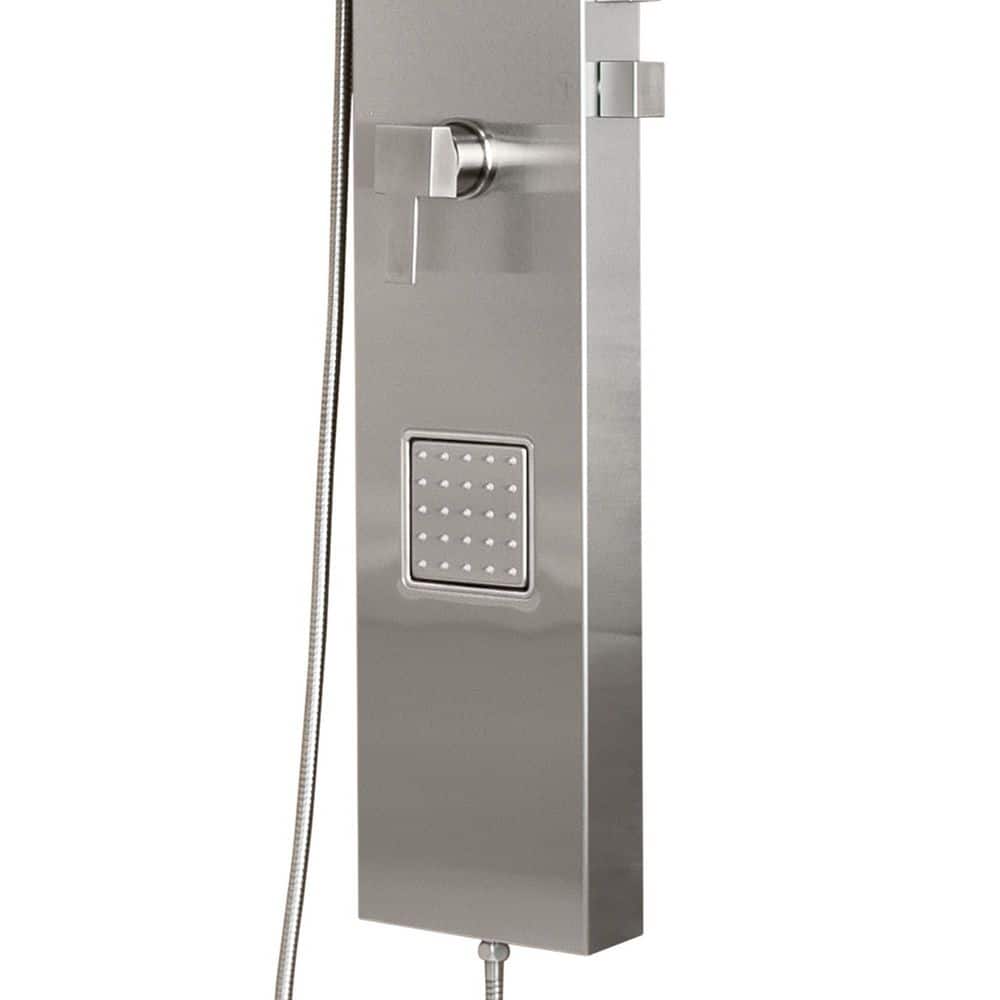 Waimea Brushed Stainless Steel Shower Panel with Rainfall Showerhead